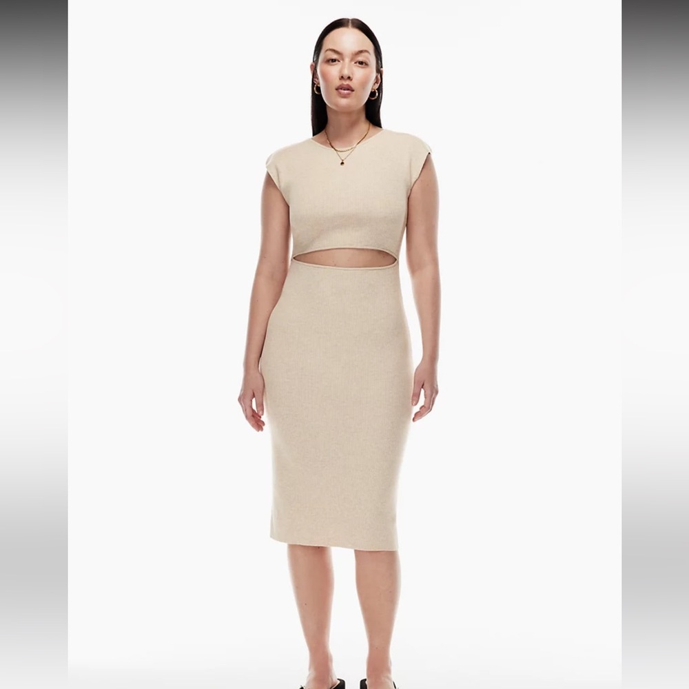 Brown Wilfred Free Cut-Out Knit Midi Dress